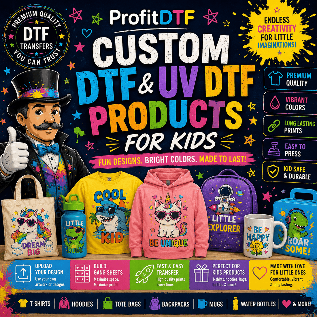 Custom DTF and UV DTF Products for Kids