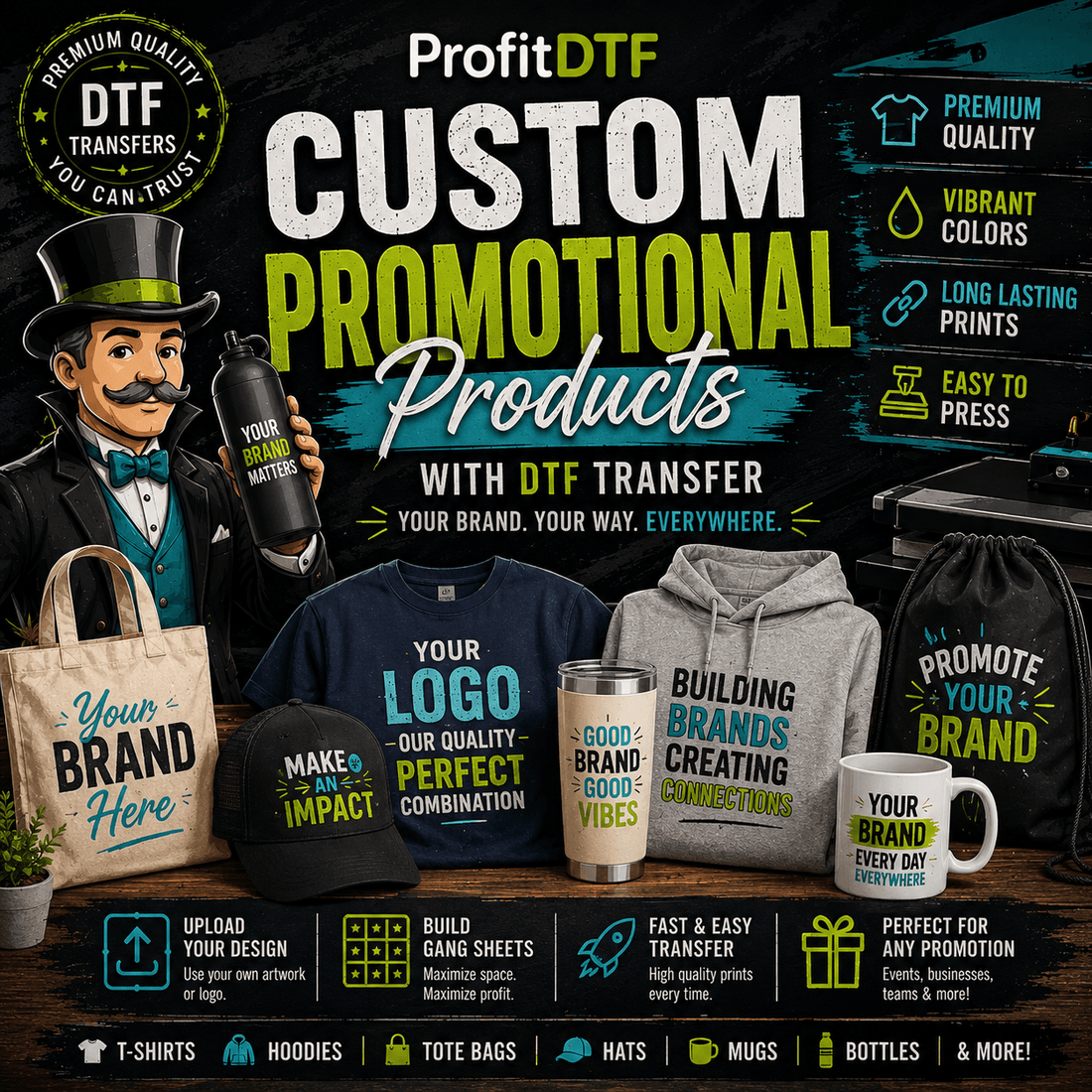Custom promotional products with DTF Transfer