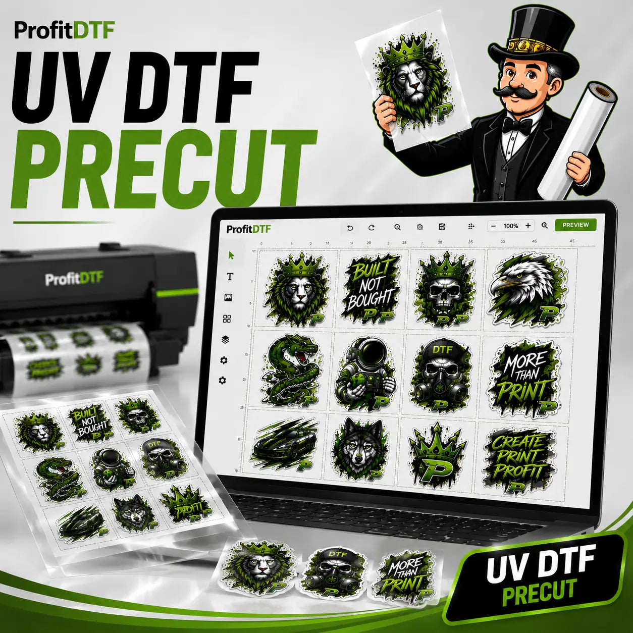 UV DTF Transfer by Size - Precut