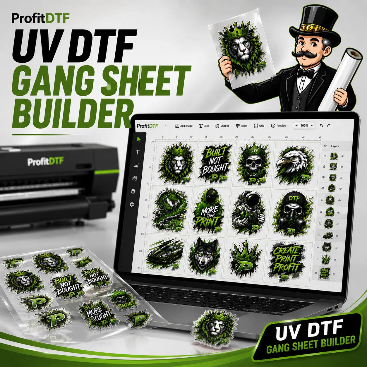 UV DTF Transfer Gang Sheet Builder